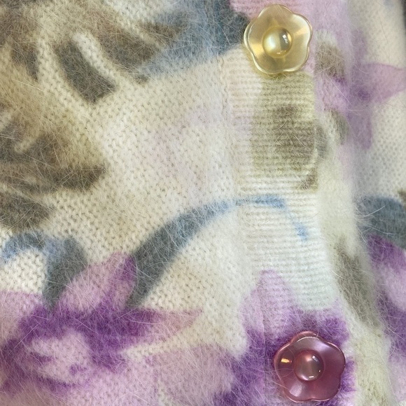 Lee Sands Women’s Orchid and Monstera Print Angora Cardigan Sweater Size 1X NWOT - Picture 7 of 14